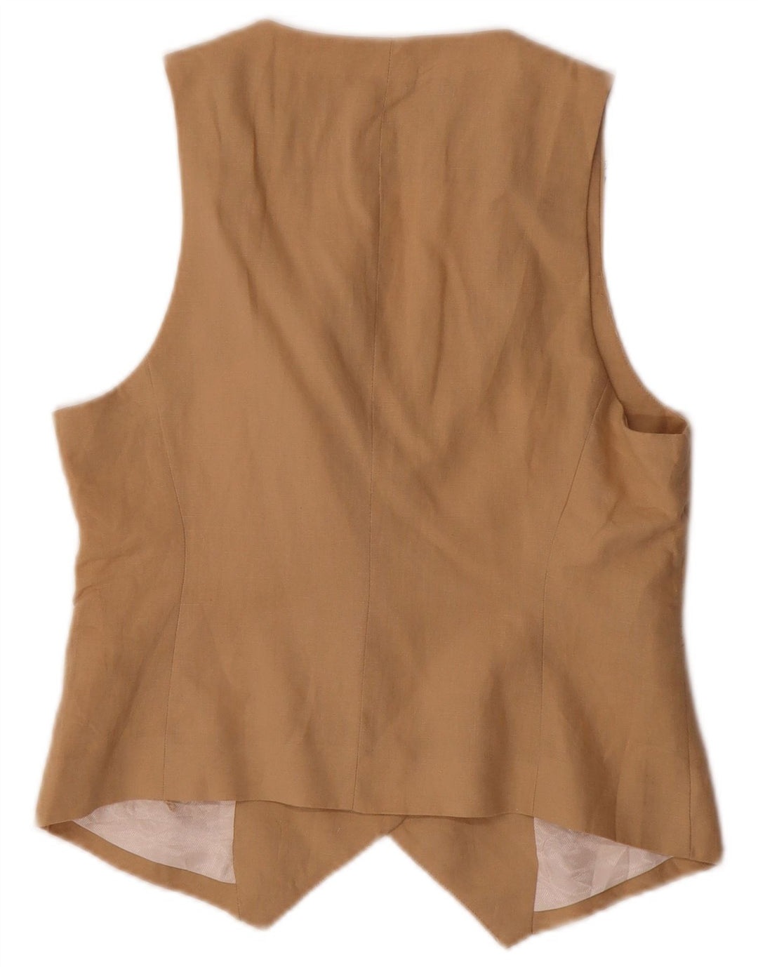 Zara Womens Waistcoat UK 10 Small Beige Linen