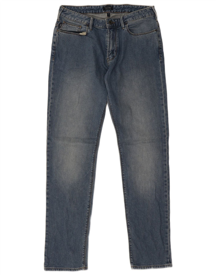 Armani Mens Straight Jeans W30 L31 Blue Cotton