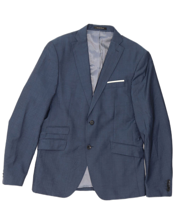 Zara Mens Tailored Fit 2 Button Blazer Jacket EU 50 Medium Navy Blue