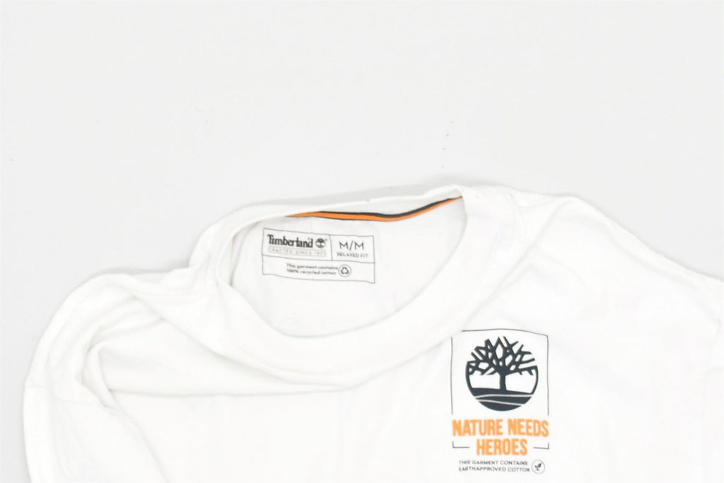 TIMBERLAND Mens Relaxed Fit Graphic T-Shirt Top Medium White Cotton | Vintage | Thrift | Second-Hand | Used Clothing | Messina Hembry 