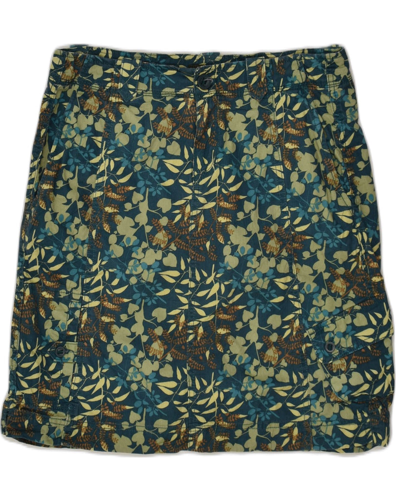 EDDIE BAUER Womens Straight Skirt US 8 Medium W32  Blue Floral Cotton | Vintage Eddie Bauer | Thrift | Second-Hand Eddie Bauer | Used Clothing | Messina Hembry 