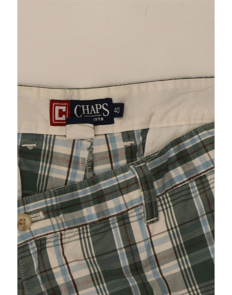 CHAPS Mens Chino Shorts W40 XL Green Check Cotton Vintage Chaps and Second-Hand Chaps from Messina Hembry 