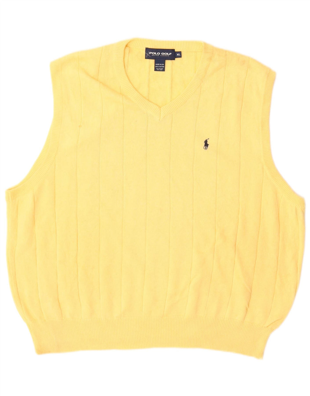 POLO RALPH LAUREN Mens Vest Tank Top XL Yellow Cotton