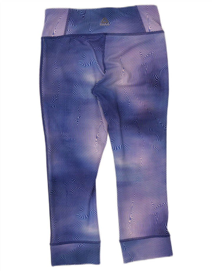 Reebok Womens Capri Leggings UK 8/10 Small  Blue Striped