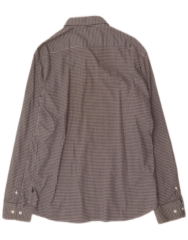 FRENCH CONNECTION Mens Shirt Large Black Gingham Cotton