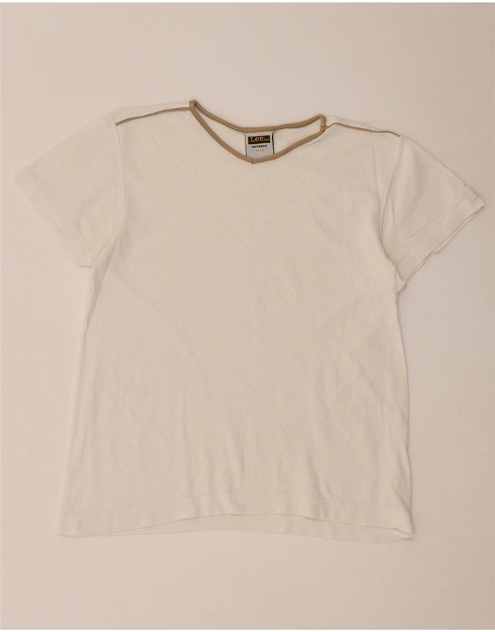 Lee Womens T-Shirt Top UK 14 Medium White Cotton