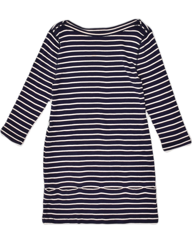 RALPH LAUREN Womens Long Sleeve Basic Dress UK 10 Small Navy Blue Striped | Vintage Ralph Lauren | Thrift | Second-Hand Ralph Lauren | Used Clothing | Messina Hembry 