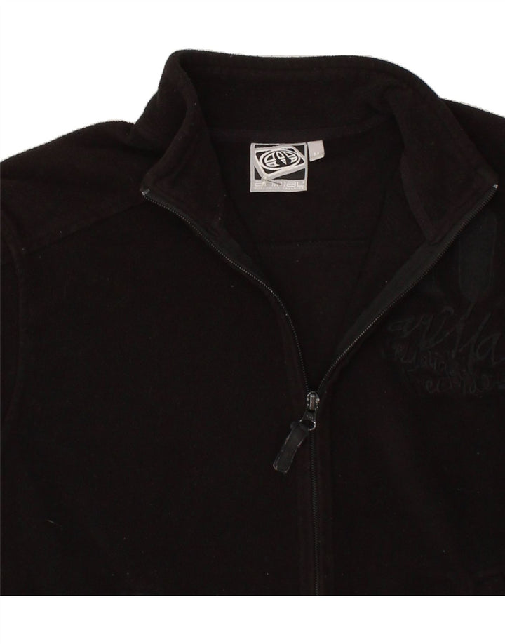 ANIMAL Womens Graphic Fleece Jacket UK 14 Medium Black Polyester Vintage Animal and Second-Hand Animal from Messina Hembry 