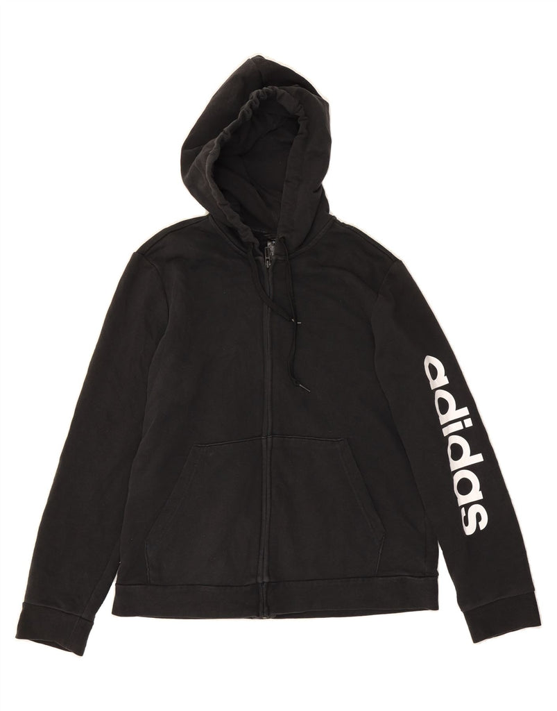 ADIDAS Womens Graphic Zip Hoodie Sweater UK 20/22 XL Black Cotton Vintage Adidas and Second-Hand Adidas from Messina Hembry 