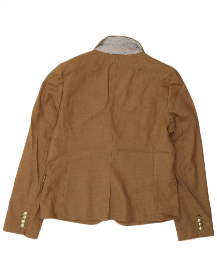 J. Crew Womens 2 Button Blazer Jacket US 12 Large Beige Wool