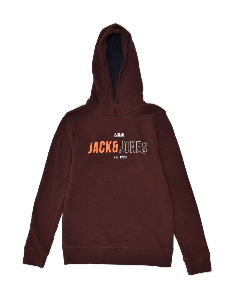 JACK & JONES Mens Graphic Hoodie Jumper Medium Brown Polyester | Vintage Jack & Jones | Thrift | Second-Hand Jack & Jones | Used Clothing | Messina Hembry 