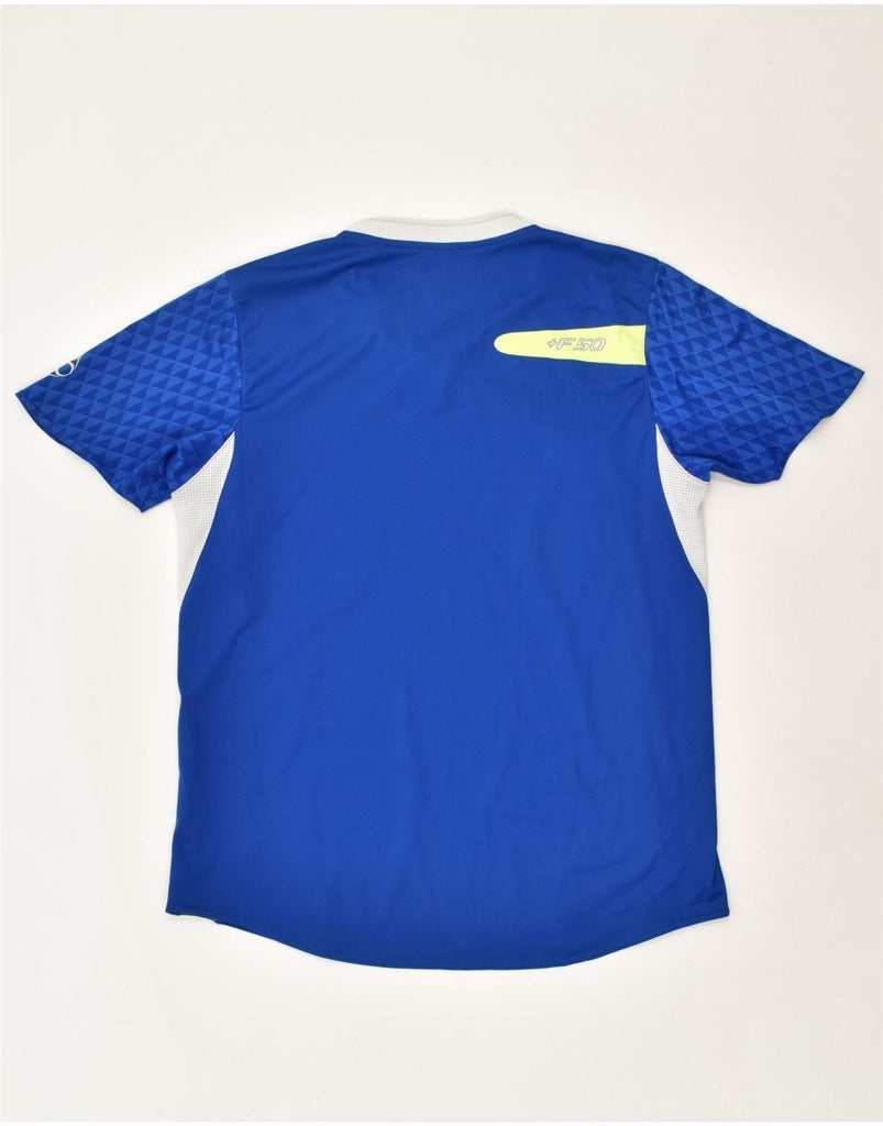 ADIDAS Mens Graphic T-Shirt Top Medium Blue Colourblock Polyester | Vintage Adidas | Thrift | Second-Hand Adidas | Used Clothing | Messina Hembry 