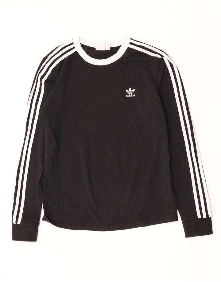 Adidas Womens Top Long Sleeve UK 10 Small Black Cotton