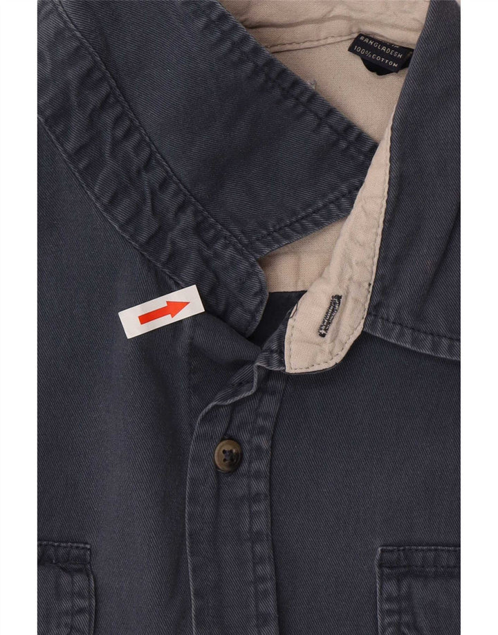 Wrangler Mens Shirt Large Navy Blue Cotton