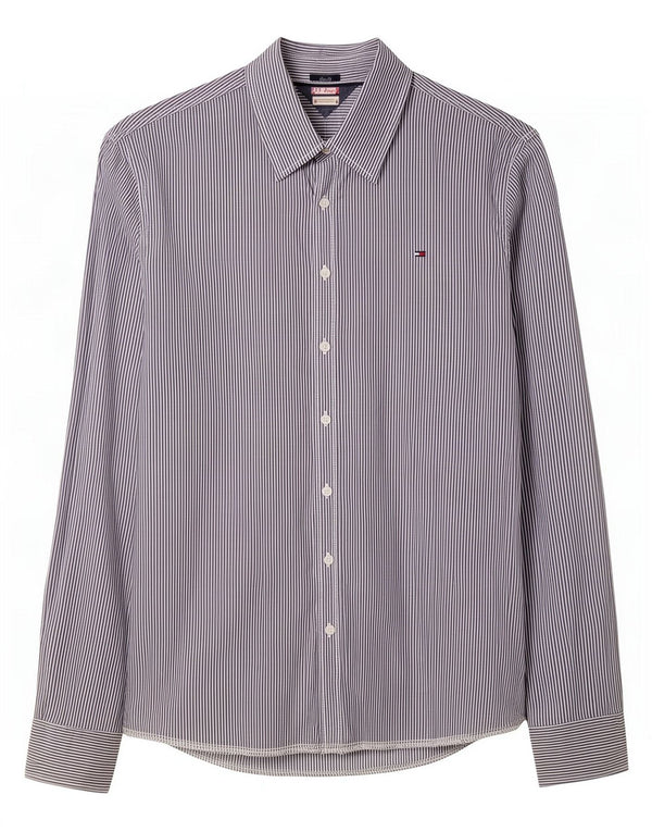 Tommy Hilfiger Mens Slim Fit Shirt 2XL Grey Pinstripe Cotton