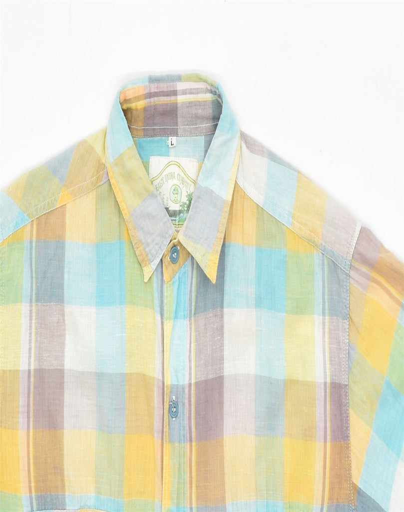 VINTAGE Mens Short Sleeve Shirt Large Multicoloured Check Cotton | Vintage | Thrift | Second-Hand | Used Clothing | Messina Hembry 