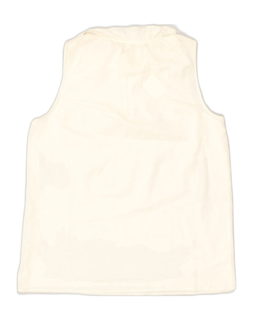 J. CREW Womens Sleeveless Blouse Top US 4 Small White Polyester | Vintage J. Crew | Thrift | Second-Hand J. Crew | Used Clothing | Messina Hembry 