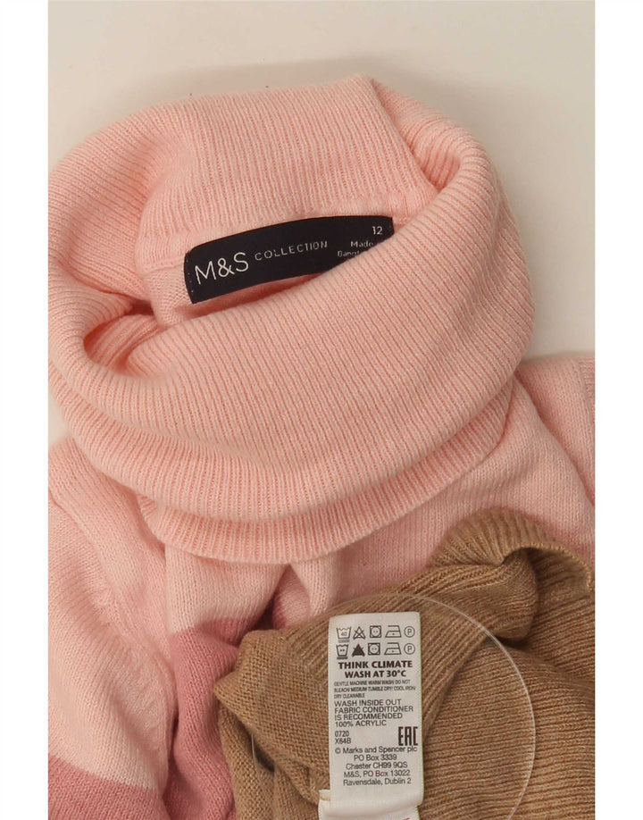 Marks & Spencer Womens Roll Neck Jumper Sweater UK 12 Medium Multicoloured