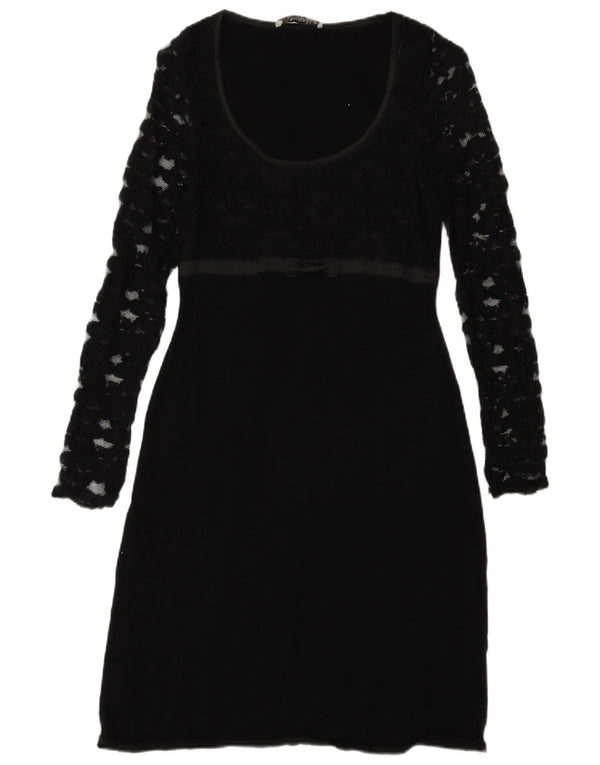 Oasis Womens Long Sleeve Sheath Dress UK 6 XS Black Cotton