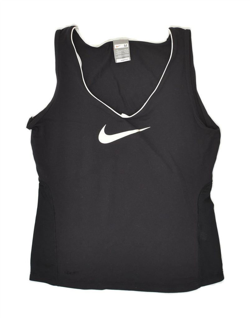 NIKE Womens Graphic Vest Top UK 10/12 Medium Black | Vintage Nike | Thrift | Second-Hand Nike | Used Clothing | Messina Hembry 