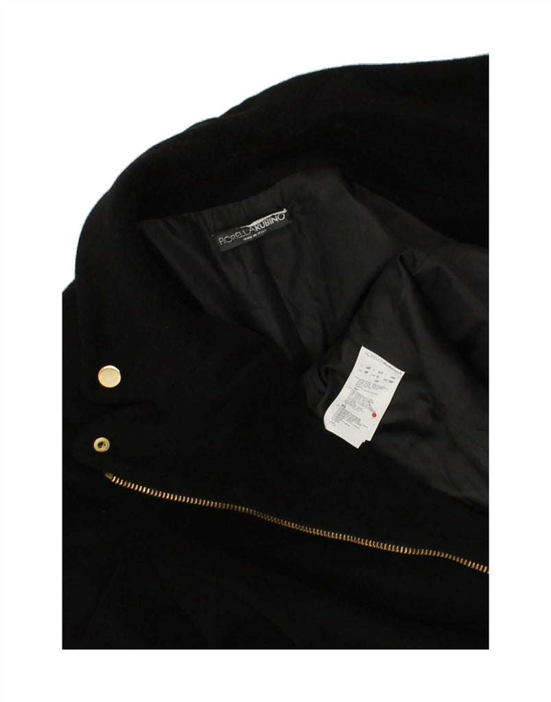 FIORELLA RUBINO Womens Loose Fit Overcoat UK 12 Medium Black Polyamide | Vintage Fiorella Rubino | Thrift | Second-Hand Fiorella Rubino | Used Clothing | Messina Hembry 
