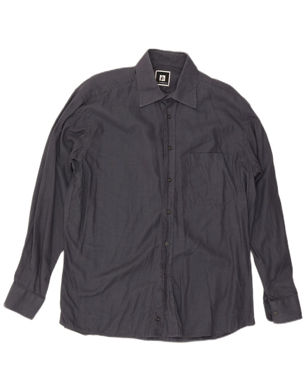 Roccobarocco Mens Shirt Size 40 15 3/4 Medium Grey Check Cotton