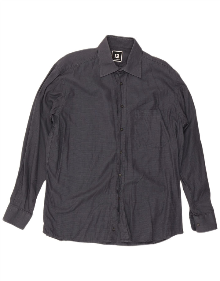 Roccobarocco Mens Shirt Size 40 15 3/4 Medium Grey Check Cotton