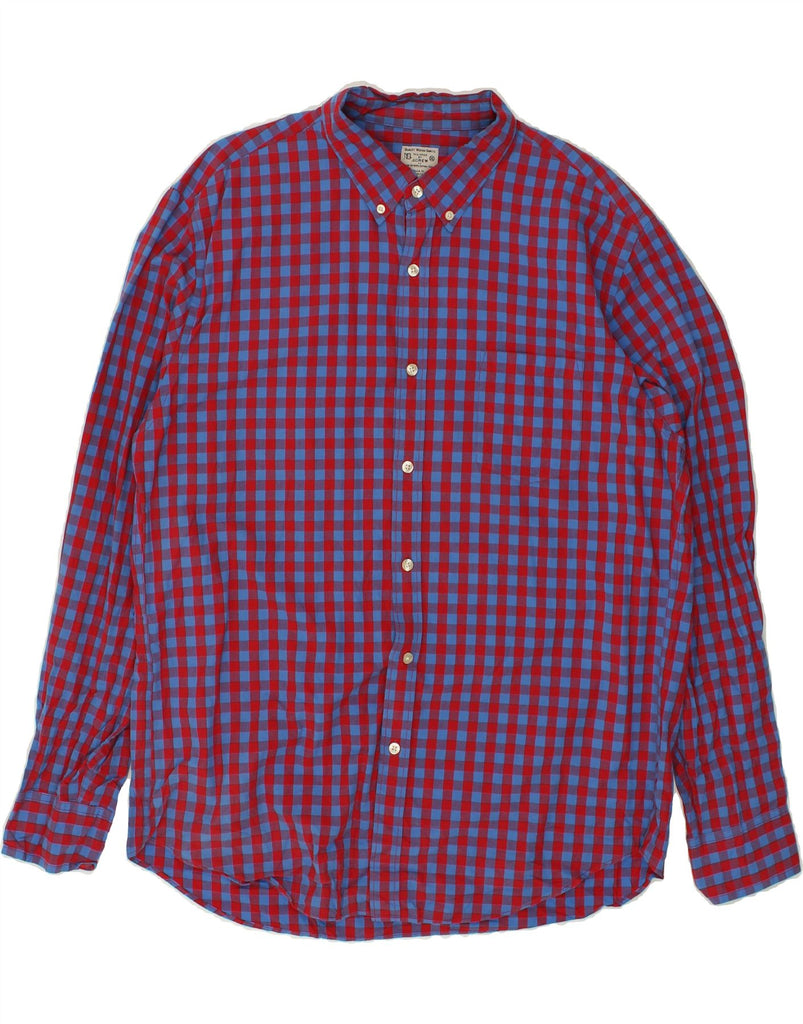 J. CREW Mens Shirt XL Blue Gingham Cotton | Vintage J. Crew | Thrift | Second-Hand J. Crew | Used Clothing | Messina Hembry 