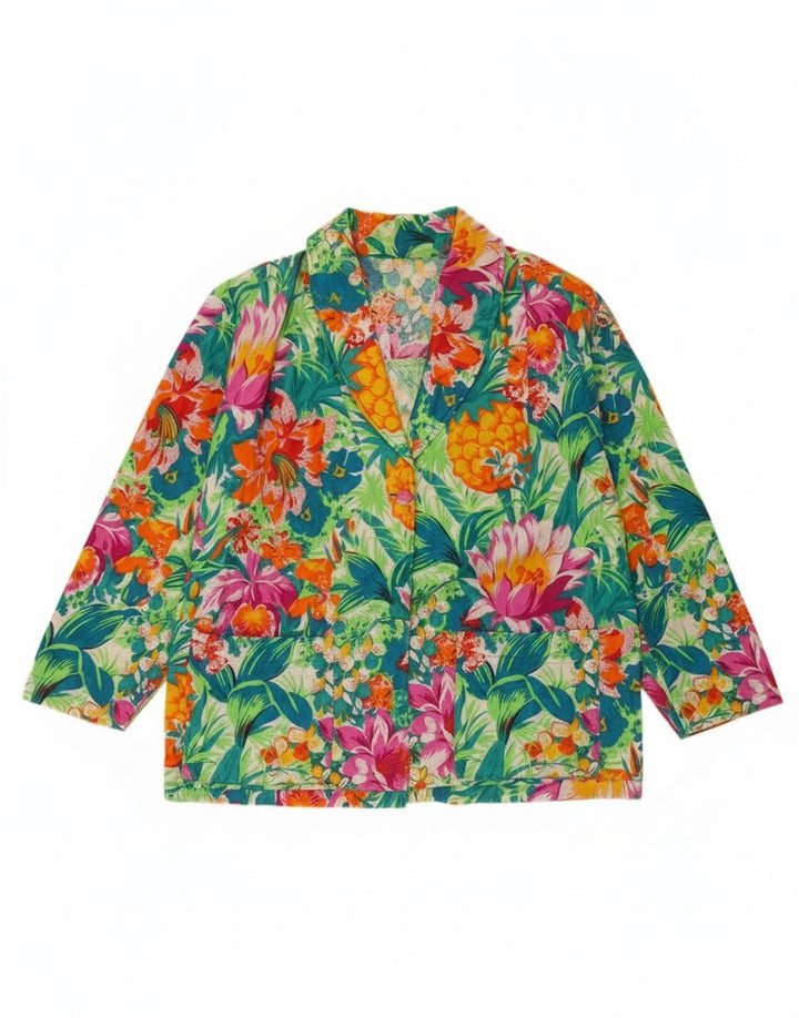 Vintage Womens 2 Button Blazer Jacket UK 16 Large Multicoloured Floral