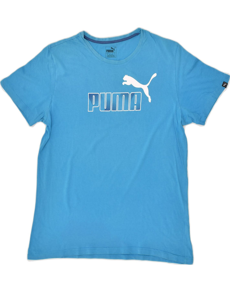 PUMA Mens Graphic T-Shirt Top Large Blue | Vintage Puma | Thrift | Second-Hand Puma | Used Clothing | Messina Hembry 