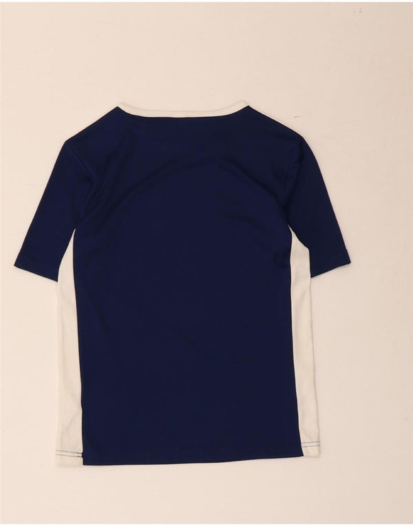 Adidas Boys Climalite T-Shirt Top 9-10 Years Small Navy Blue Colourblock