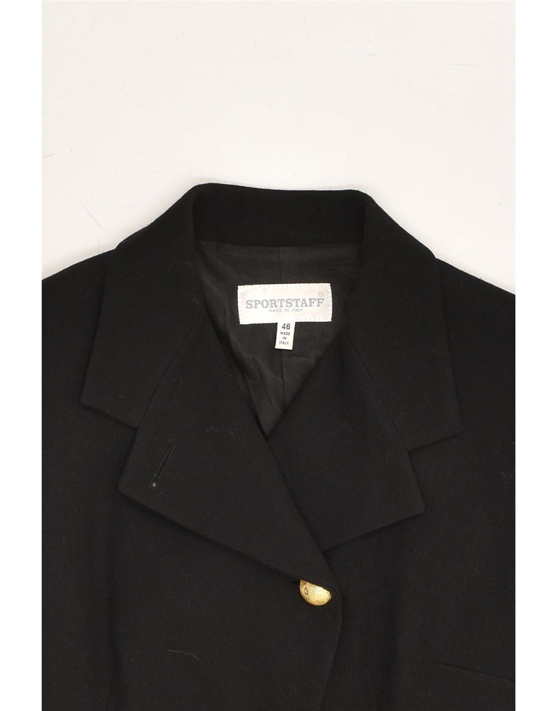 SPORTSTAFF Womens 3 Button Blazer Jacket IT 48 XL Black Viscose | Vintage Sportstaff | Thrift | Second-Hand Sportstaff | Used Clothing | Messina Hembry 