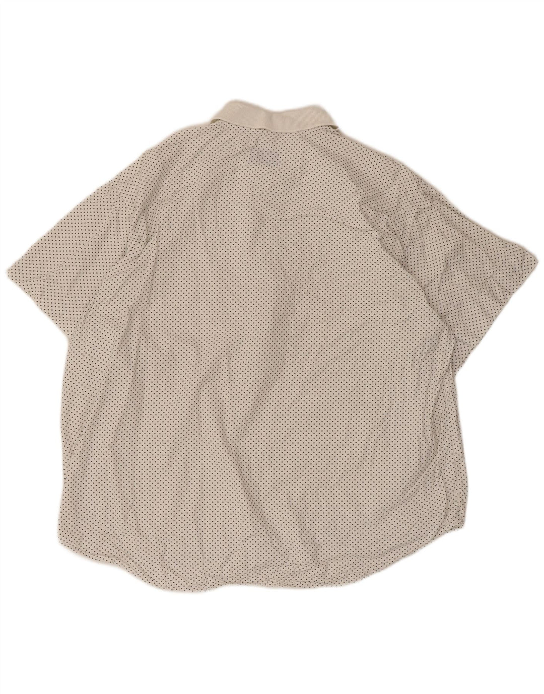Benetton Mens Short Sleeve Pullover Shirt Medium White Spotted Cotton