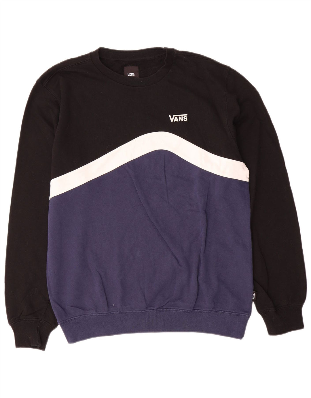 Vans Mens Sweatshirt Jumper Small Black Colourblock Cotton