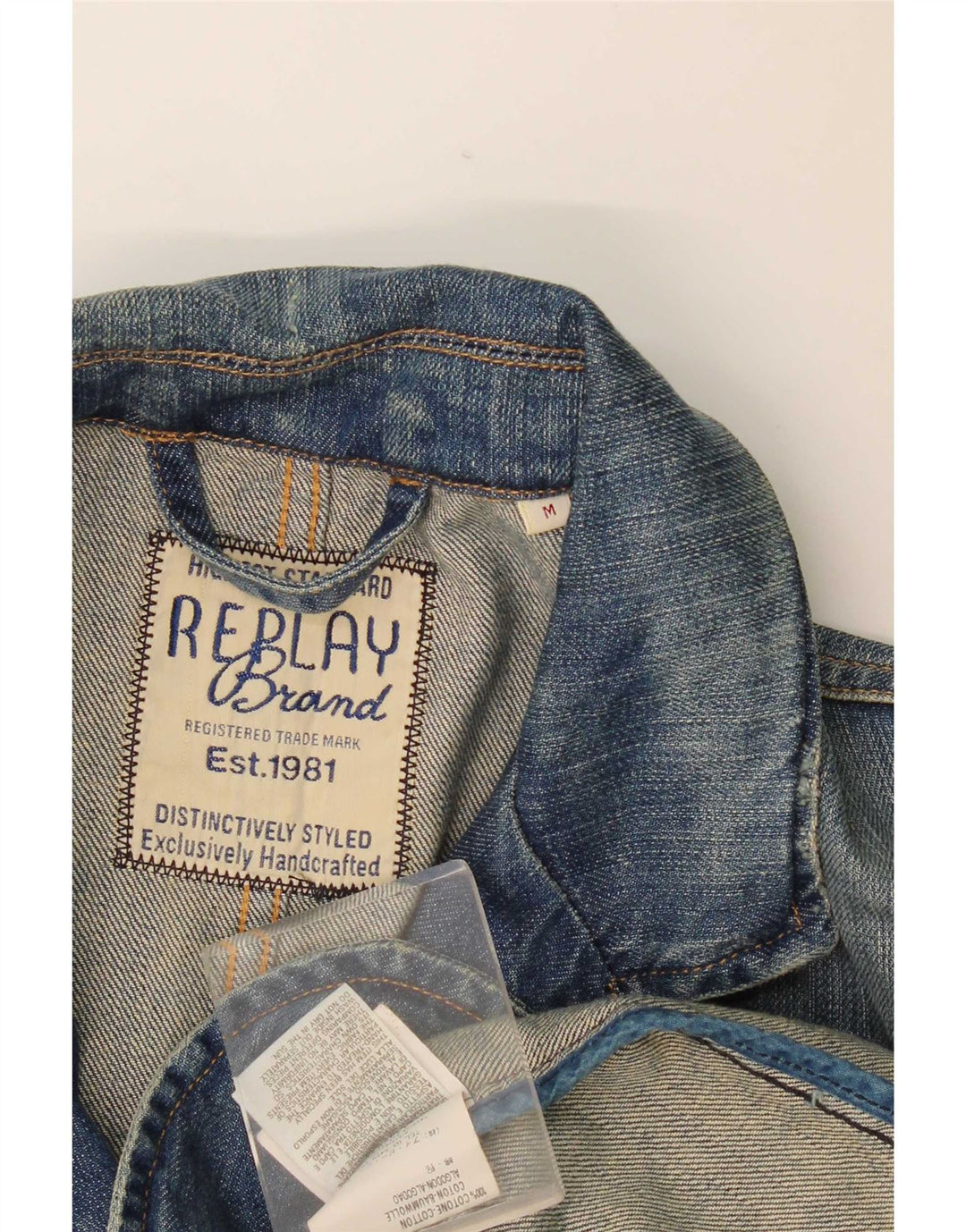 Replay Mens 3 Button Denim Blazer Jacket UK 38 Medium Blue Cotton