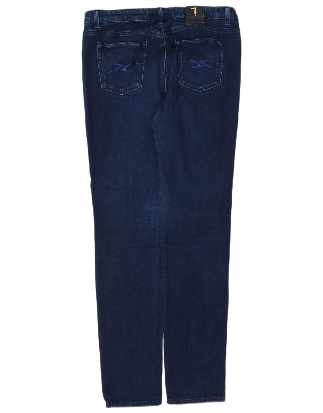 TRUSSARDI Womens Slim Jeans IT 49 XL W35 L32 Navy Blue Polyester