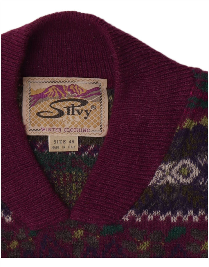 Silvy Womens V-Neck Jumper Sweater IT 46 Large Purple Floral