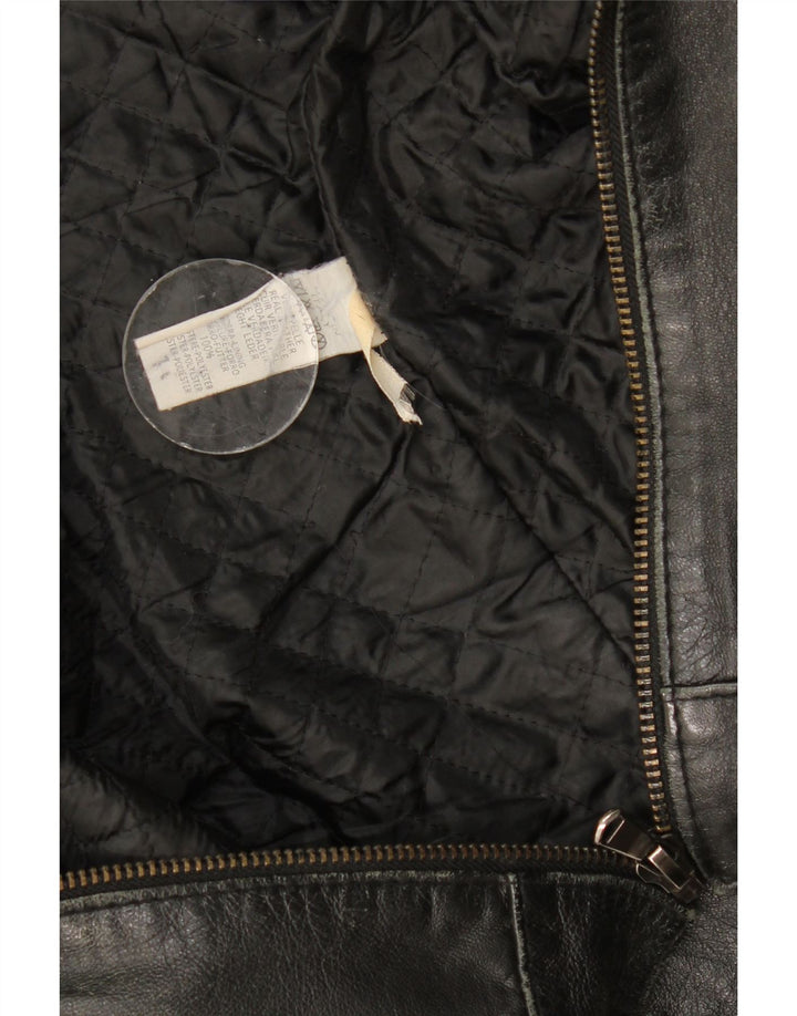 Vintage Womens Leather Biker Jacket UK 12 Medium Black Leather
