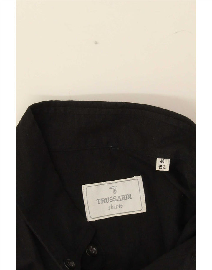 Trussardi Mens Short Sleeve Shirt Size 40 151/2 Medium Black