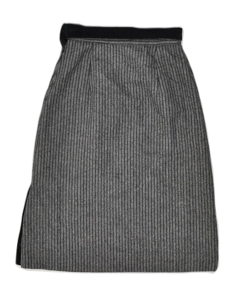 VINTAGE Womens High Waist A-Line Skirt IT 42 Medium W24 Grey Herringbone | Vintage Vintage | Thrift | Second-Hand Vintage | Used Clothing | Messina Hembry 