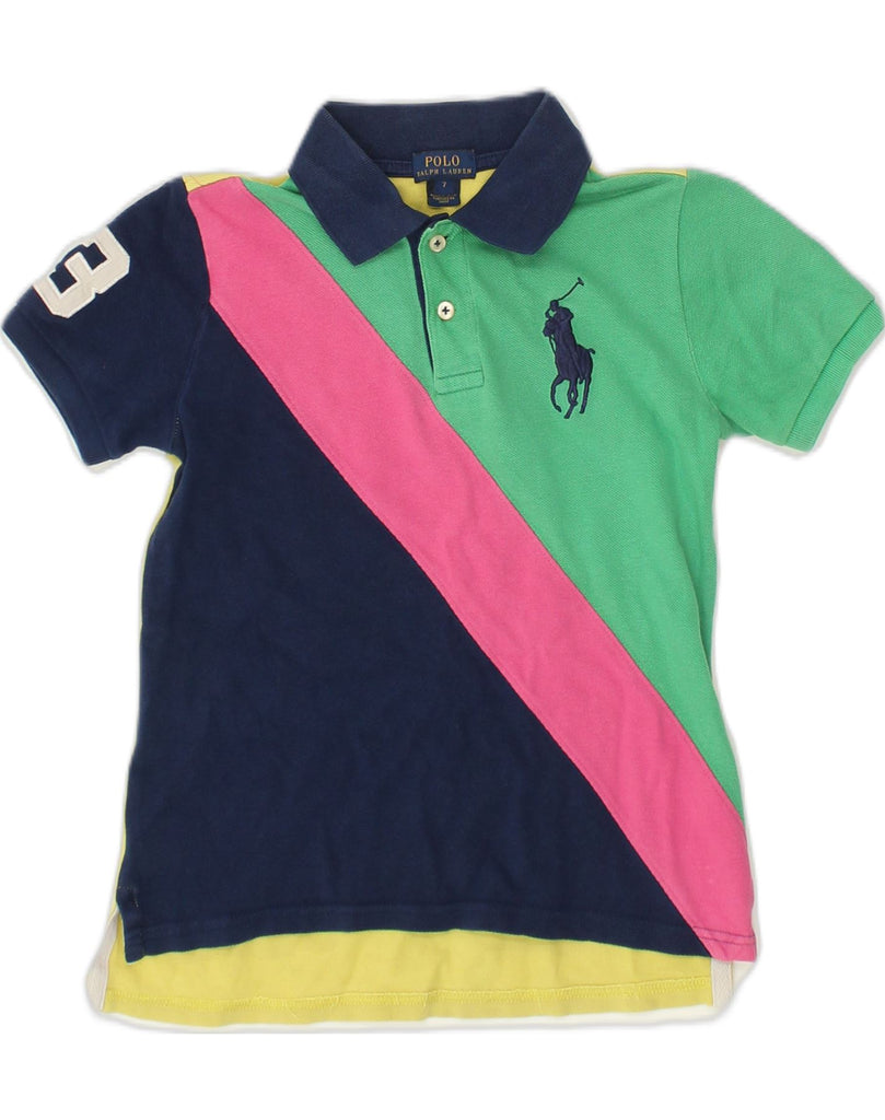 POLO RALPH LAUREN Boys Polo Shirt 6-7 Years Multicoloured Colourblock | Vintage Polo Ralph Lauren | Thrift | Second-Hand Polo Ralph Lauren | Used Clothing | Messina Hembry 