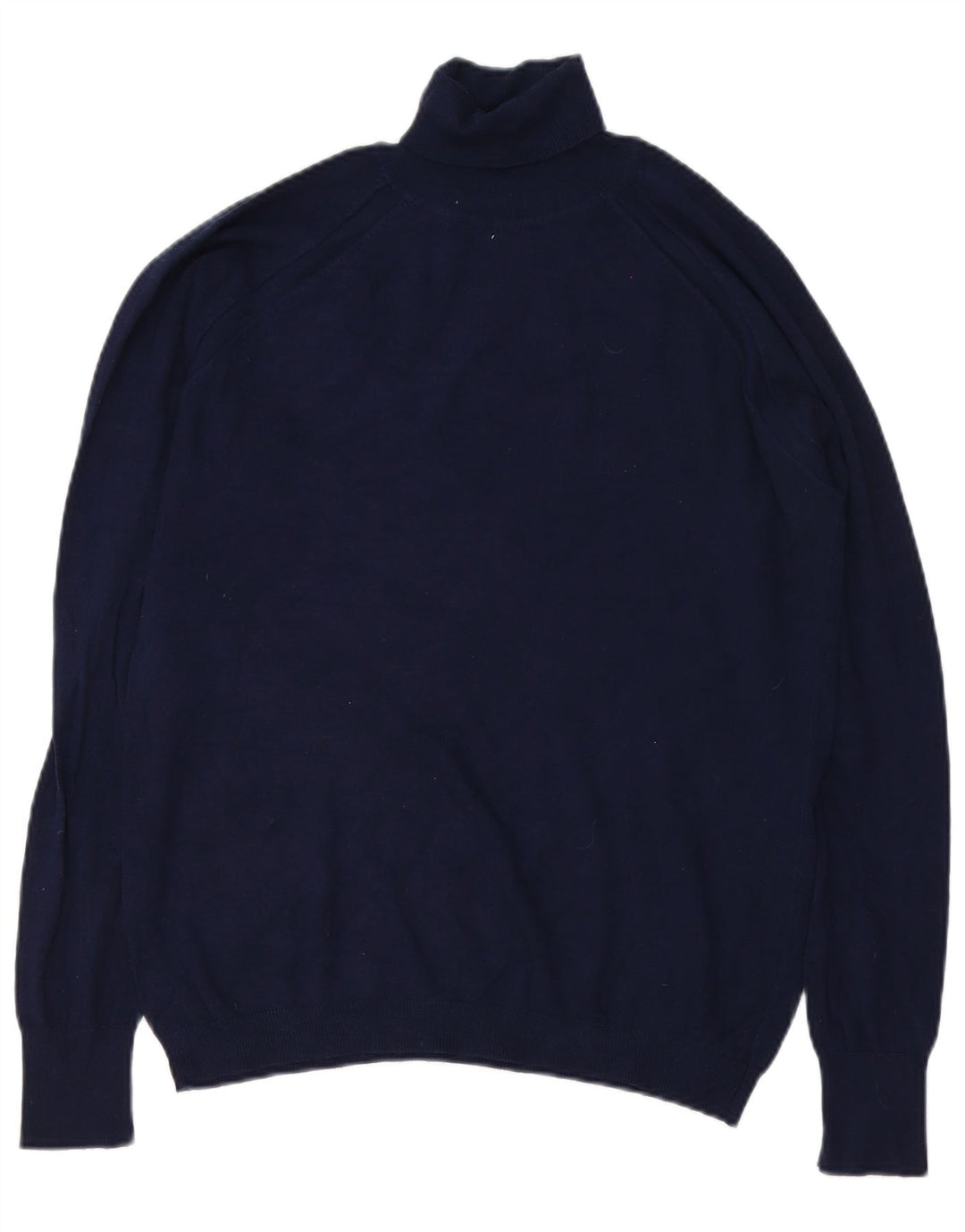 Zara Mens Roll Neck Jumper Sweater Large Navy Blue Viscose