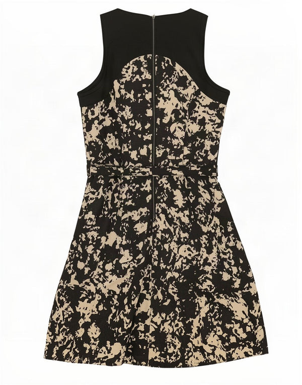 Next Womens Petite Sleeveless A-Line Dress UK 8 Small Black Animal Print