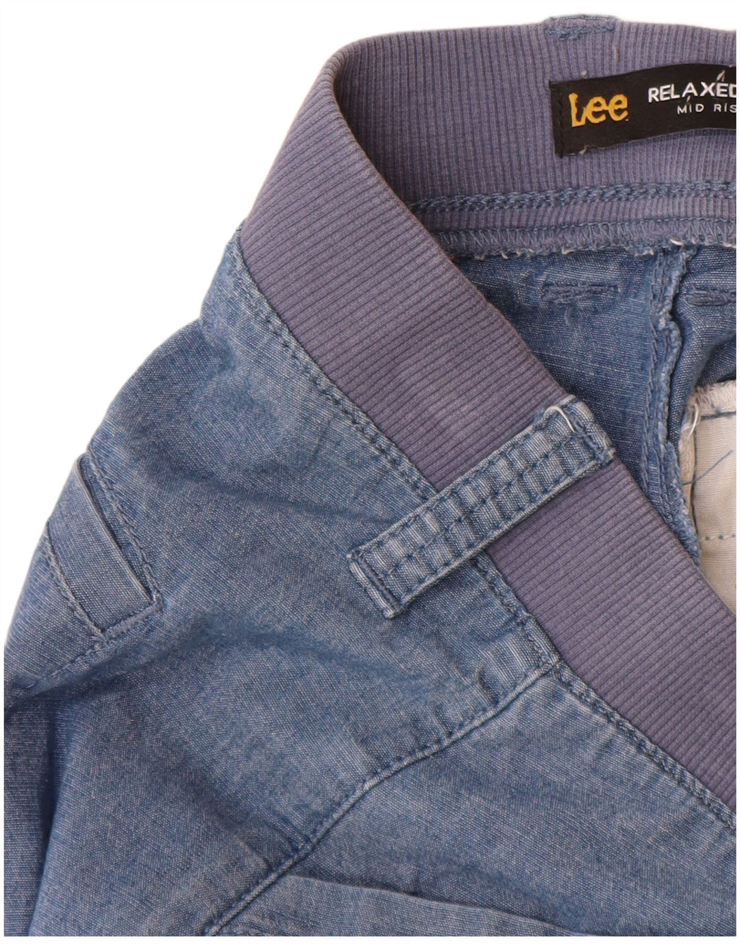 Lee Womens Bermuda Mid Rise Cargo Shorts US 10 Large W30  Blue Cotton