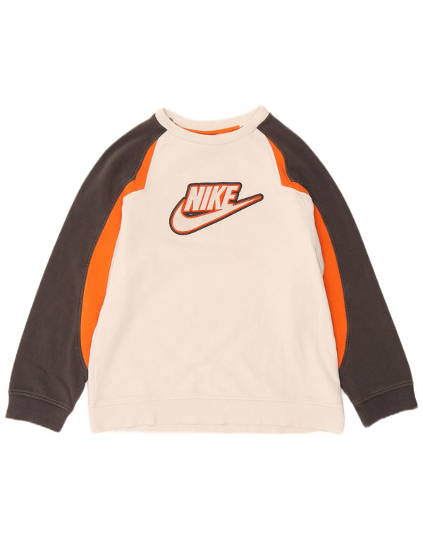 Nike Boys Graphic Sweatshirt Jumper 12-13 Years Large White Colourblock