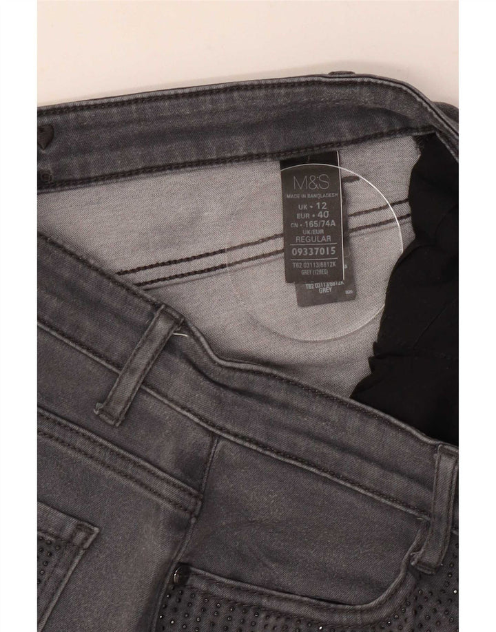 Marks & Spencer Womens Straight Jeans UK 12 Medium W30 L29 Grey Cotton