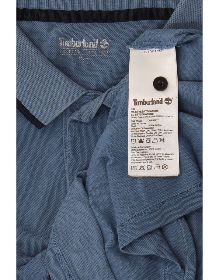 Timberland Mens Slim Fit Polo Shirt Medium Blue Cotton