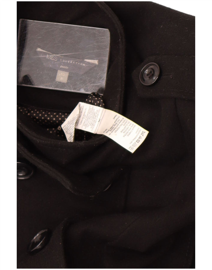 Marks & Spencer Womens Petite Pea Coat UK 10 Small  Black Polyester