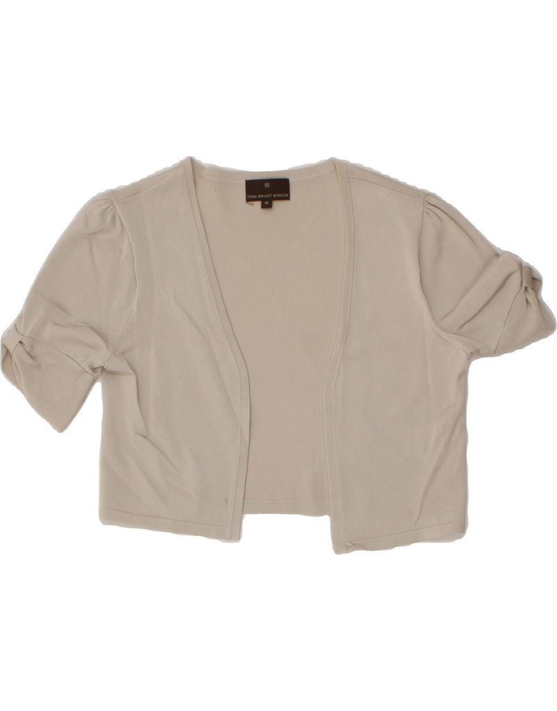 FENN WRIGHT MANSON Womens Crop Cardigan Top UK 10 Small Beige Viscose Vintage Fenn Wright Manson and Second-Hand Fenn Wright Manson from Messina Hembry 