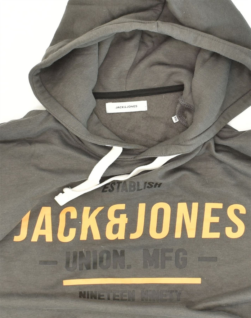 JACK & JONES Mens Graphic Hoodie Jumper 2XL Grey Cotton | Vintage Jack & Jones | Thrift | Second-Hand Jack & Jones | Used Clothing | Messina Hembry 